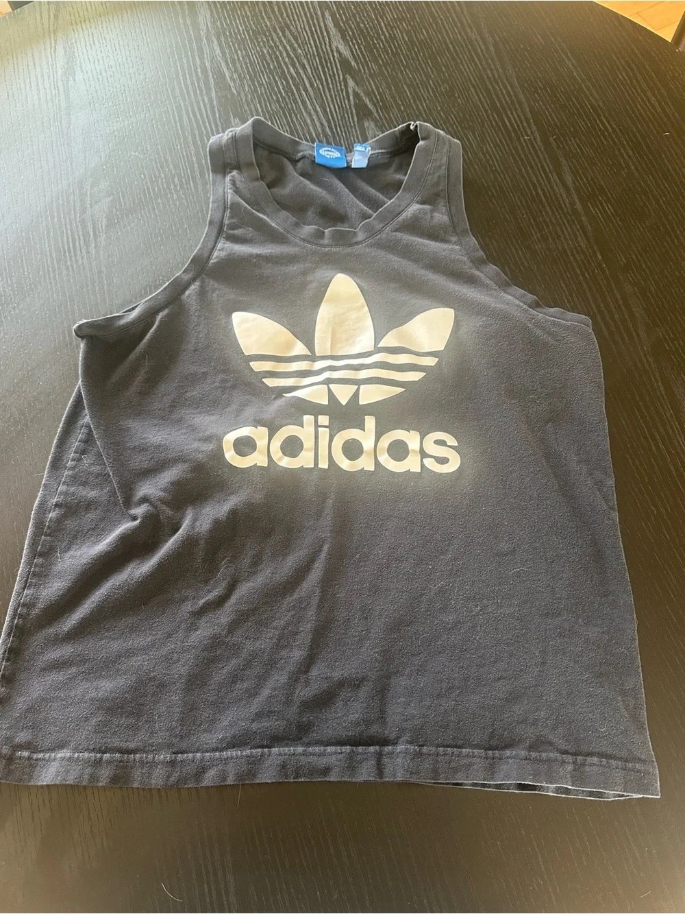 adidas men’s Black Tank Top with Trefoil Logo